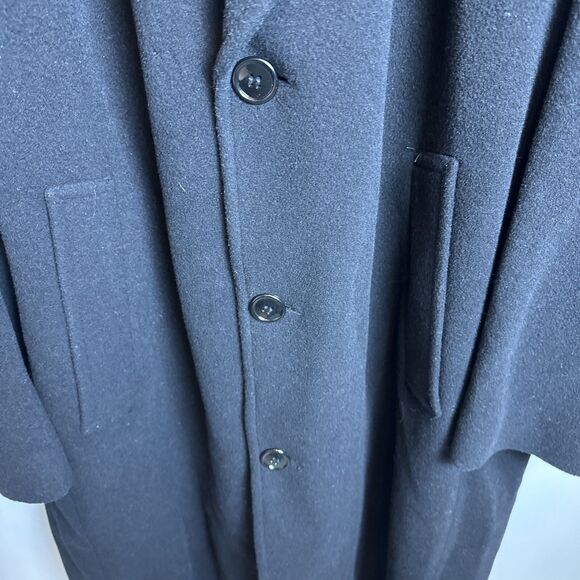 Christian Aujard Single Breasted Cashmere Blend Black 3 Button Overcoat Size 44R - Picture 7 of 16